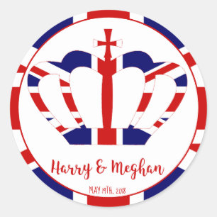 Harry & Meghan Crown   Royal Wedding Celebration Classic Round Sticker