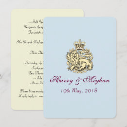 Harry Meghan Posh Royal Wedding Invitation (Blue)