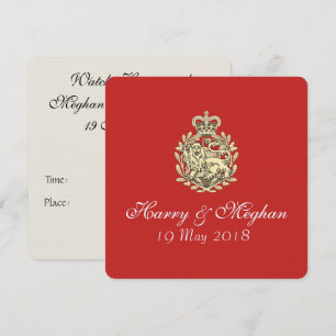 Harry Meghan Royal Mariage Red Invitation (Carré)