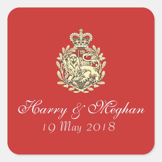 Harry Meghan Royal Wedding Red Stickers (Square) (Front)