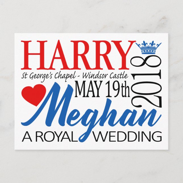 Harry & Meghan Wedding, May 19th 2018 Postcard (Front)