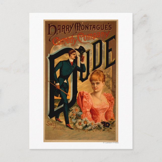 Harry Montague's Comedy "Dude" Theatre Poster Postcard (Front)