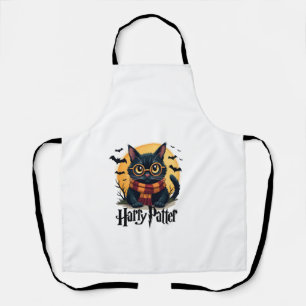 Harry Pawter Witch Black Cat Halloween Funny Movie Apron
