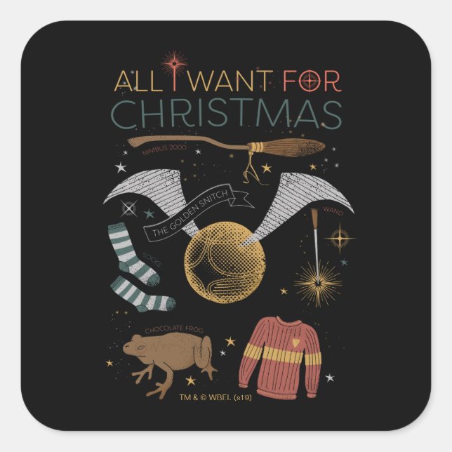 HARRY POTTER™ All I Want For Christmas Square Sticker (Front)