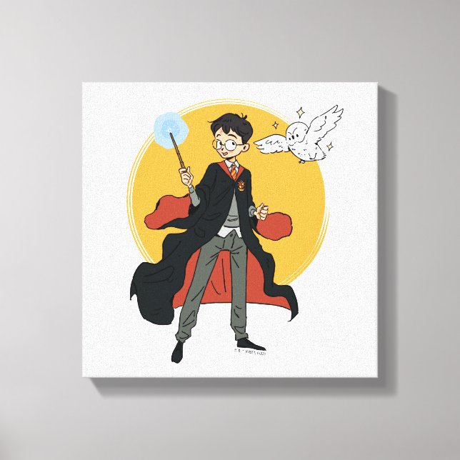 HARRY POTTER™ and Hedwig Illustration Canvas Print (Front)