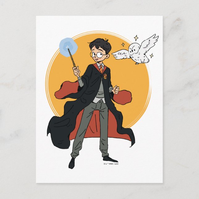 HARRY POTTER™ and Hedwig Illustration Postcard (Front)