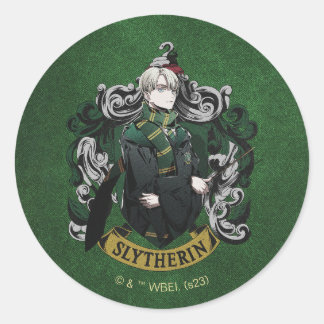 HARRY POTTER™ | Anime Draco Malfoy House Crest Classic Round Sticker