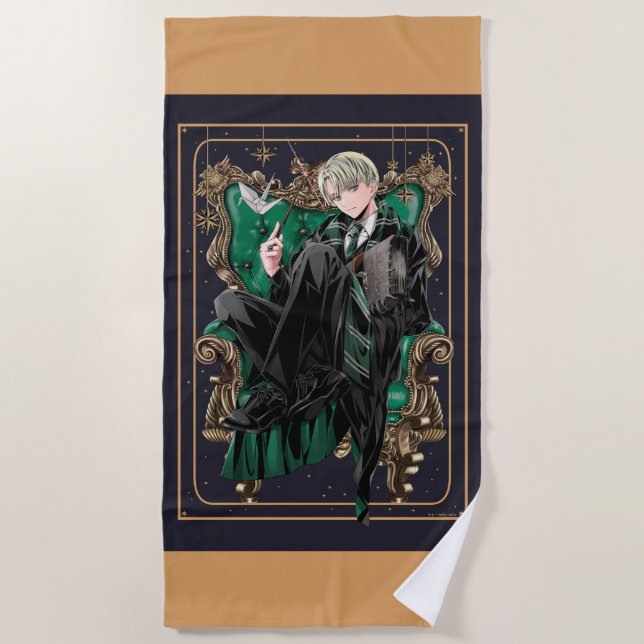 HARRY POTTER™ | Anime Draco Malfoy Seated Beach Towel (Front)
