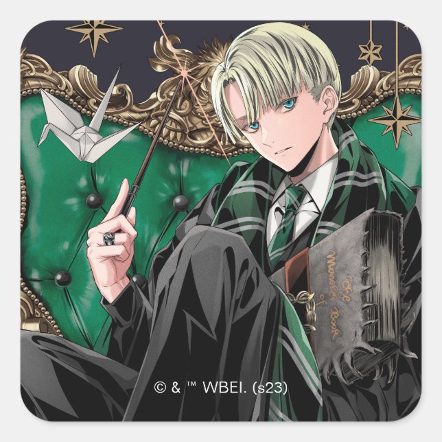 HARRY POTTER™ | Anime Draco Malfoy Seated Square Sticker (Front)