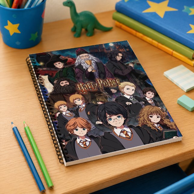 HARRY POTTER™ Anime Ensemble Scene Notebook (Simulated notebook on desk)