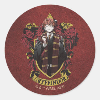 HARRY POTTER™ | Anime Ron Weasley House Crest Classic Round Sticker