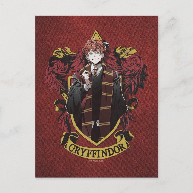 HARRY POTTER™ | Anime Ron Weasley House Crest Postcard (Front)