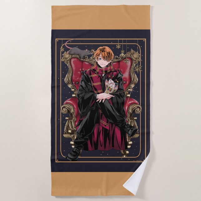 HARRY POTTER™ | Anime Ron Weasley Seated Beach Towel (Front)