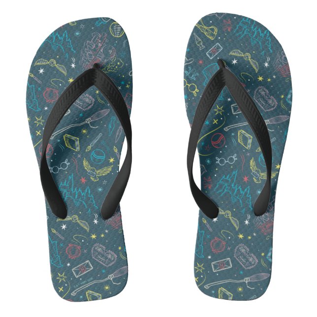 HARRY POTTER™ Artifacts Line Art Pattern Flip Flops (Footbed)
