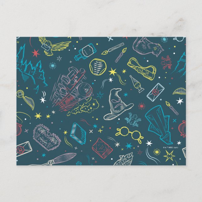 HARRY POTTER™ Artifacts Line Art Pattern Postcard (Front)