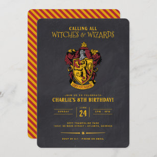 Harry Potter Birthday   Gryffindor Chalkboard Invitation