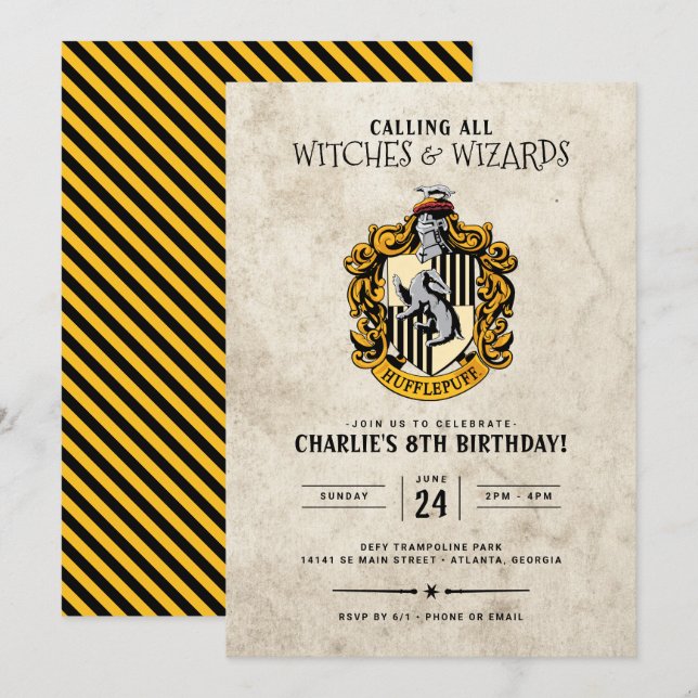 Harry Potter Birthday | Hufflepuff Invitation (Front/Back)