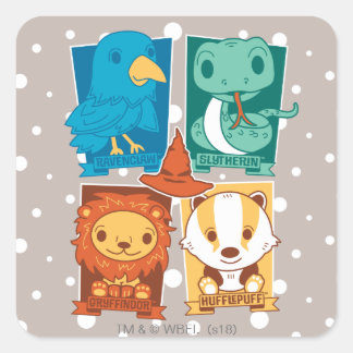 HARRY POTTER™ | CARTOON HOGWARTS™ HOUSES SQUARE STICKER