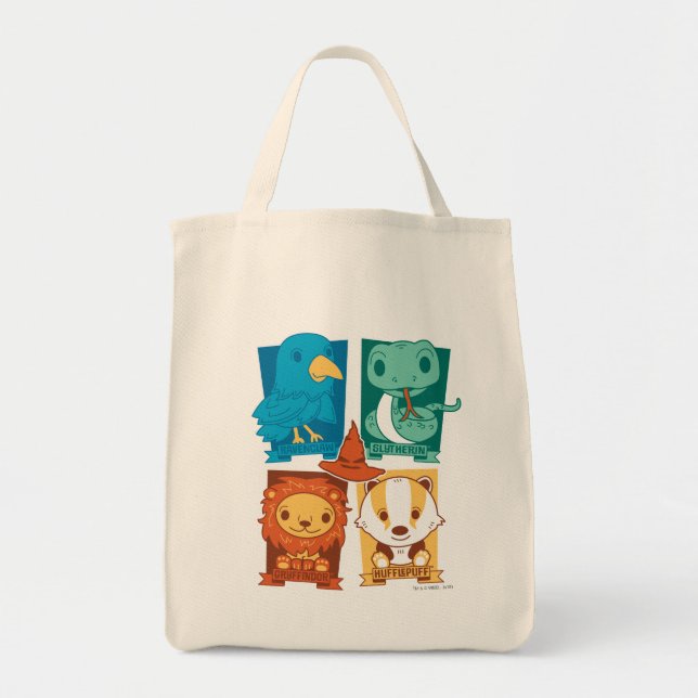 HARRY POTTER™ | CARTOON HOGWARTS™ HOUSES TOTE BAG (Front)