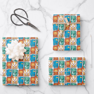 HARRY POTTER™ | CARTOON HOGWARTS™ HOUSES WRAPPING PAPER SHEET