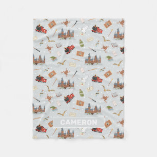 Harry Potter Cartoon Hogwarts Pattern Fleece Blanket