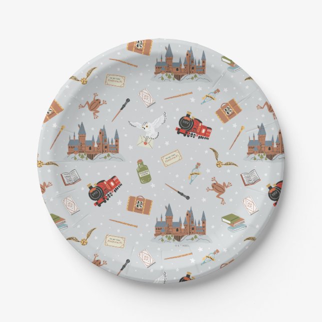 Harry Potter Cartoon Hogwarts Pattern Paper Plate (Front)