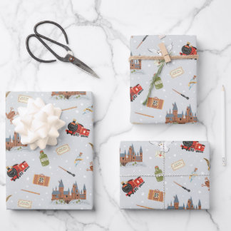 Harry Potter Cartoon Hogwarts Pattern Wrapping Paper Sheet