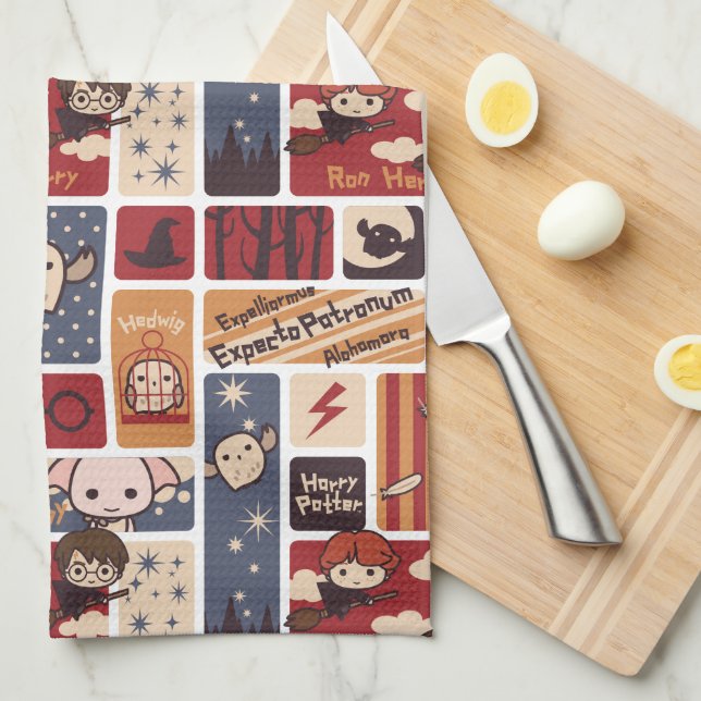 Harry Potter Cartoon Scenes Pattern Kitchen Towel (Quarter Fold)