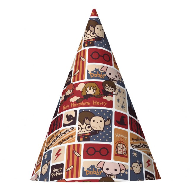 Harry Potter Cartoon Scenes Pattern Party Hat (Front)