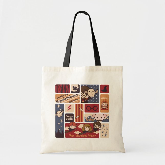 Harry Potter Cartoon Scenes Pattern Tote Bag (Front)
