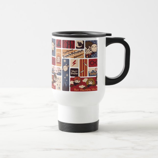 Harry Potter Cartoon Scenes Pattern Travel Mug (Right)