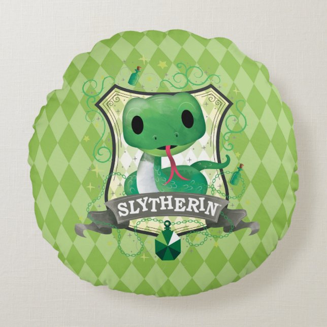 Harry Potter | Charming SLYTHERIN™ Crest Round Pillow (Front)