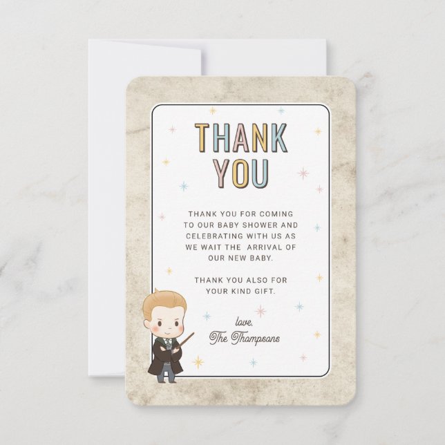 Harry Potter Chibi Draco Malfoy Wizard Baby Shower Thank You Card (Front)