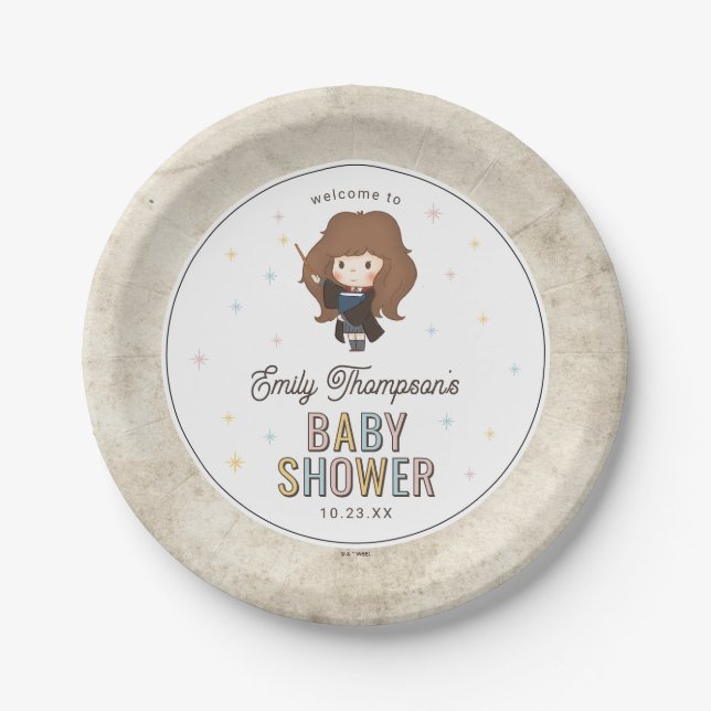 Harry Potter Chibi Hermione Wizard Baby Shower Paper Plate (Front)