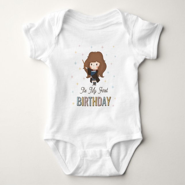 Harry Potter Chibi Hermione Wizard Birthday Baby Bodysuit (Front)