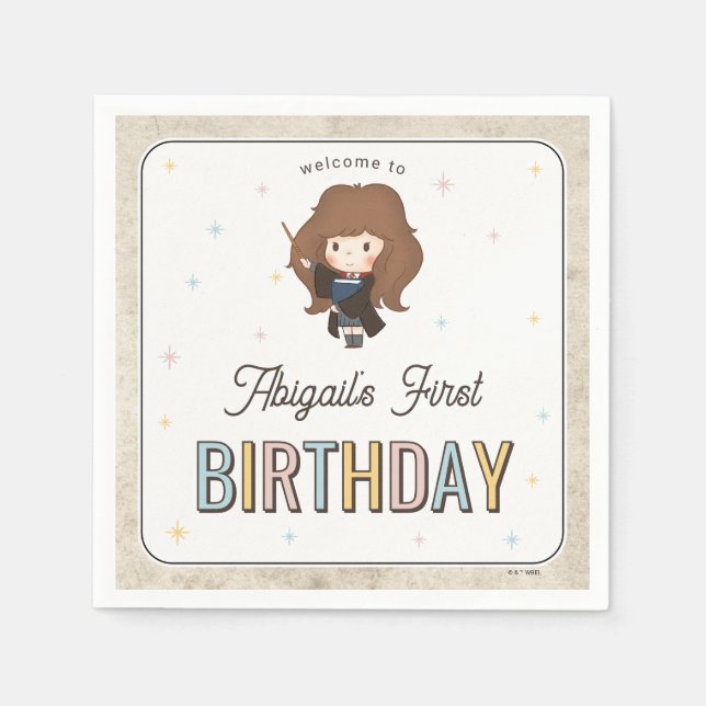Harry Potter Chibi Hermione Wizard Birthday Napkin (Front)