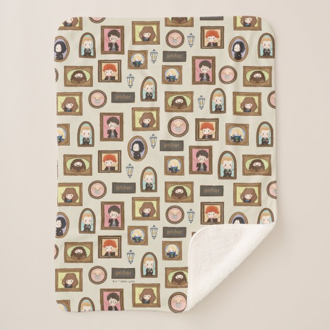 HARRY POTTER™ Chibi Picture Frame Pattern Sherpa Blanket (Front)