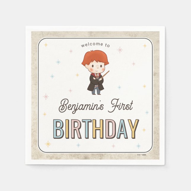 Harry Potter Chibi Ron Weasley Wizard Birthday Napkin (Front)