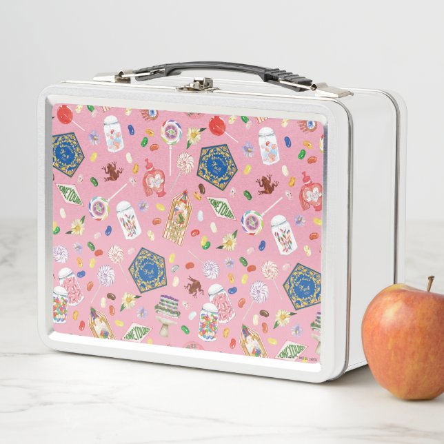 HARRY POTTER™ | Chocolate Frogs & Candy Pattern Metal Lunch Box (In Situ)