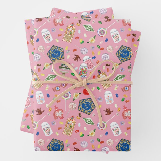 HARRY POTTER™ | Chocolate Frogs & Candy Pattern Wrapping Paper Sheet (In situ)