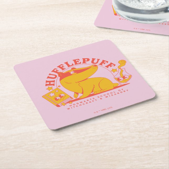 HARRY POTTER™ | Cute HUFFLEPUFF™ Square Paper Coaster (Angled)
