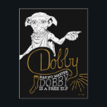Harry Potter | Dobby Has No Master Postcard<br><div class="desc">Celebrate the spirit of freedom with this enchanting Harry Potter-themed postcard featuring Dobby the house-elf with the iconic line,  "Dobby has no master." A perfect tribute to one of the most beloved characters in the Wizarding World,  this postcard adds a magical touch to any occasion.</div>