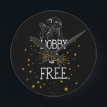 Harry Potter | Dobby Is Free Round Clock<br><div class="desc">Check out this graphic of Dobby holding Harry's sock,  and the words "Dobby is Free".</div>