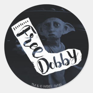 Harry Potter   "Free Dobby" Sock Typography Classic Round Sticker