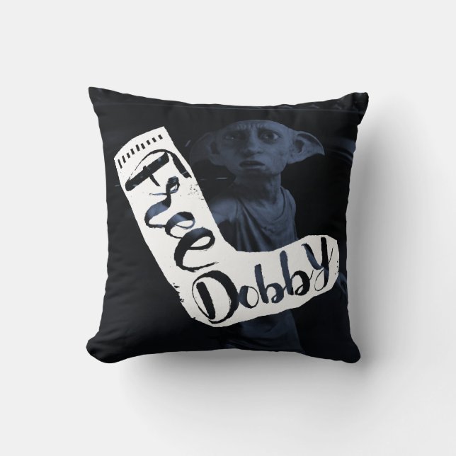 Harry Potter | "Free Dobby" Sock Typography Throw Pillow (Front)