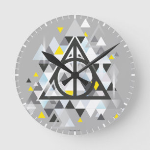 Harry Potter   Geometric Deathly Hallows Symbol Round Clock