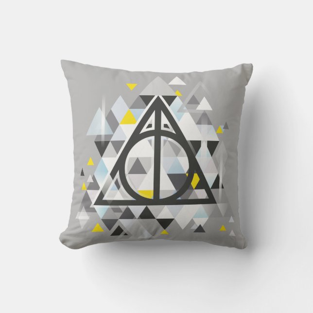 Harry Potter | Geometric Deathly Hallows Symbol Throw Pillow (Front)
