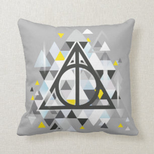 Harry Potter   Geometric Deathly Hallows Symbol Throw Pillow