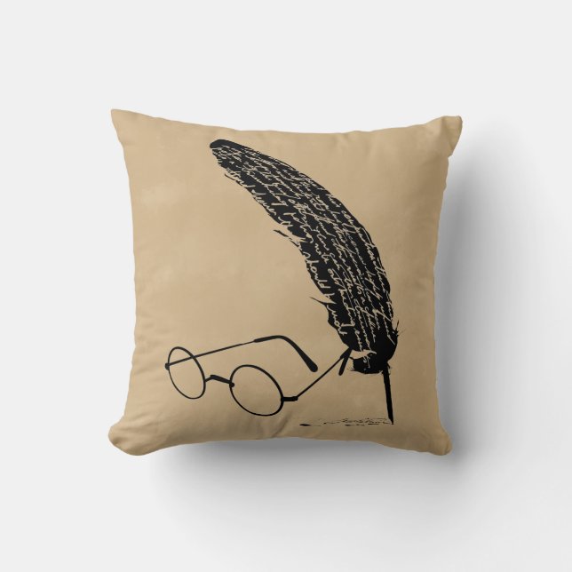 Harry Potter | Glasses And Quill Throw Pillow (Front)