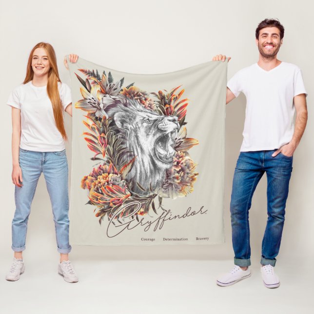 HARRY POTTER™ GRYFFINDOR™  Floral Graphic Fleece Blanket (In Situ)
